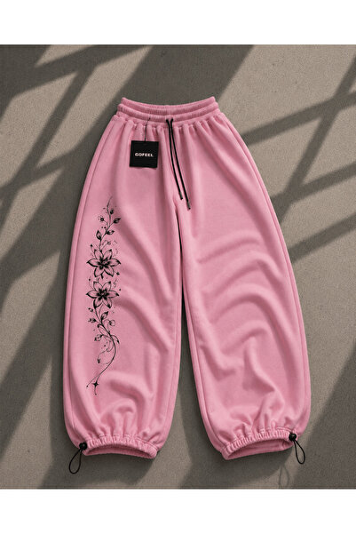 Gofeel Long Flower Detailed Baggy Unisex Sweatpants