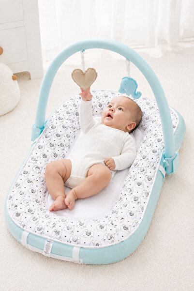 Babyhola Baby Yat Sit Play Cushion Activity Pillow with Toys Blue 524