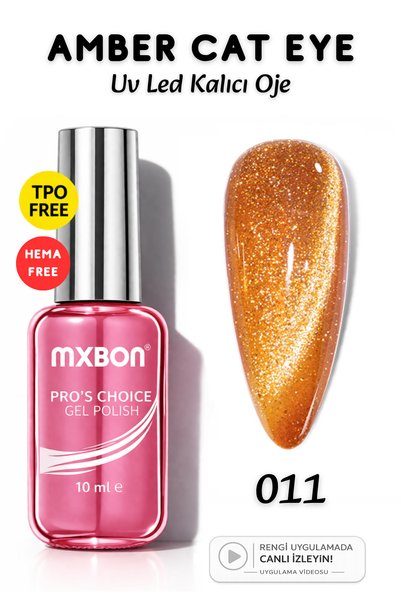 Mxbon Uv Led Kalıcı Oje 10 ml Hema & TPO Free Amber Cat Eye - 011