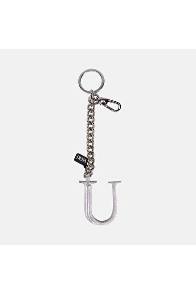 Desa Silver Letter U Leather Charm / Keychain with Chain