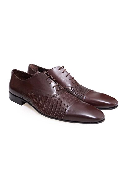 FRANCO CALVANI Brown Lace-Up Genuine Leather Men's Shoes