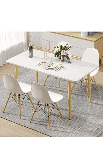 YY-Recheer Modern Dining Table Kitchen Table, 120CM Rectangle Wood Home Livin...