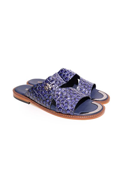 FRANCO CALVANI Dark Blue Color Genuine Leather Men's Slippers