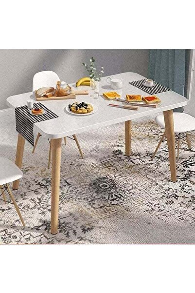 Generic Dining Table Modern Leisure Coffee Table Wooden Legs MDF White Table ...