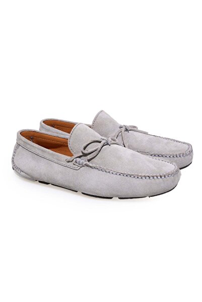 FRANCO CALVANI Gray Color Laceless Genuine Suede Leather Men's Shoes