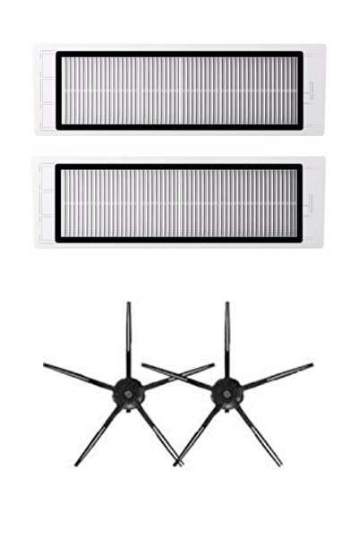 Rovexa Roborock S5 Max Compatible 2 Hepa Filters 2 Black Side Brushes