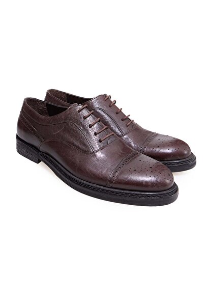 FRANCO CALVANI Brown Lace-Up Genuine Leather Men's Shoes