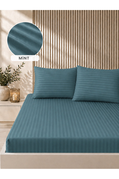 Bella Home 160x200 Set satenskih plahti sa prugama | Meka tekstura | Elegantn...