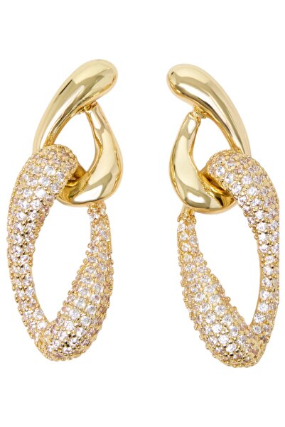 French Connection Women Diamante Twist Link Chain Earrings