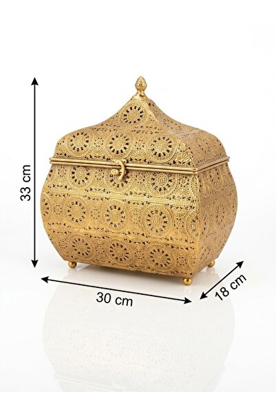 PANALI Pnl-Mg127 L Gold Metal Decorative Box
