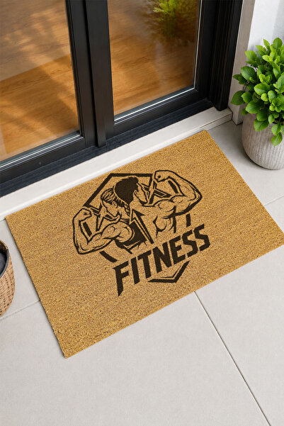 Kapı Önü Coco Paspas "Fitness" Yazılı Sporcu Kadın Ve Erkek Desenli 60 x 40