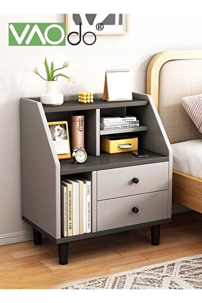 VAODO Storage Night Stand, Bedside Table with Open Storage and Drawers, Reaso...