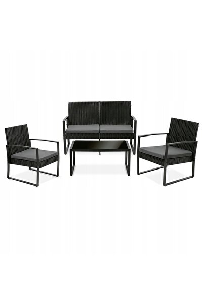 Tadar Set Mobilier de Grădină/Terasă: Scaune, Masă, Canapea, Puf, Lemn, 4 locuri