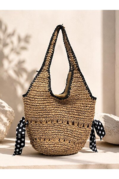 Luminos Butik Ψάθινη τσάντα σε χρώμα καμηλό CNT1186