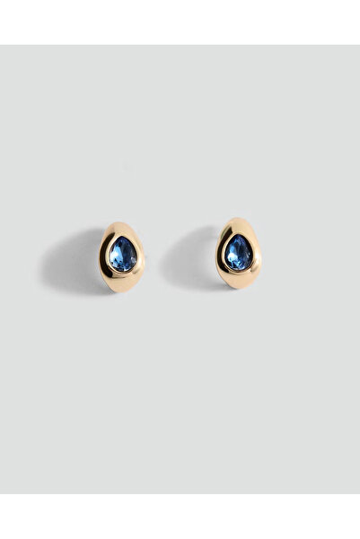 Generic Brand Steel Crystal Stone Detailed Drop Earrings Blue