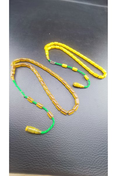 Jewel 2 Pieces of Dabbas Master Craftsmanship Crimped Amber Prayer Beads - Elegance That Touches Your Soul (5.5-9.5 mm)
