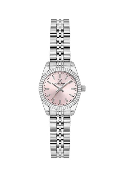 Daniel Klein Dial Pink Cord Silver Color 22,5 mm Women Wrist Watch and Bracel...