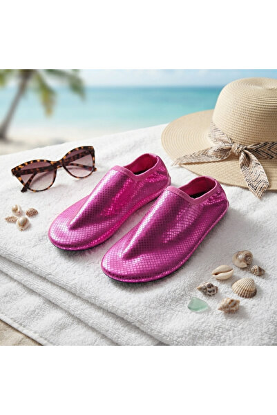 Parlak Geometrik Desenli Kaymaz Tabanlı Deniz ve Havuz Ayakkabısı Aqua Shoes