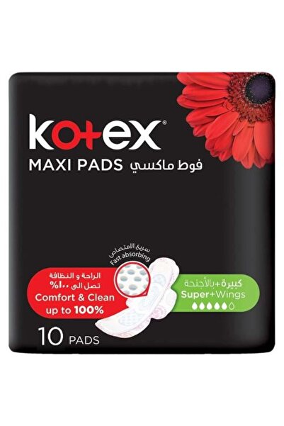 Kotex Maxi Large Pads with Wings, 10 Pads