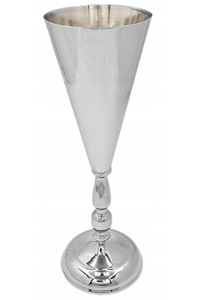 NO BRAND Vază metalică argintie, înălțime 37 cm, stil glamour