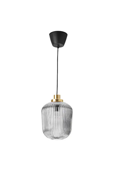 IKEA Lampă suspendată SOLKLINT Alamă/ Sticlă gri