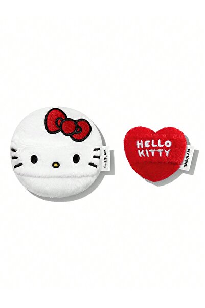 SHEGLAM Hello Kitty Cupid Cutie Kalp ve Yuvarlak Kadife Pudra Pufu 2'li Set