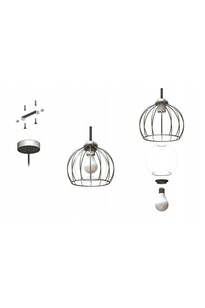 NO BRAND Lustră suspendată tip glob din sticlă și sârmă, stil loft