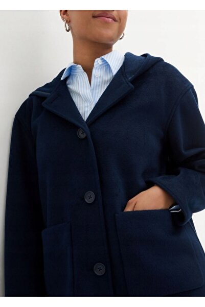 NO BRAND B.P.C palton bleumarin cu glugă 48