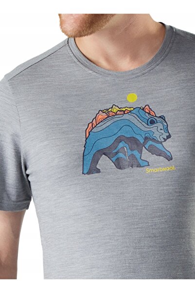 NO BRAND Tricou grafic Smartwool Bear Strata Active SS - gri deschis XL
