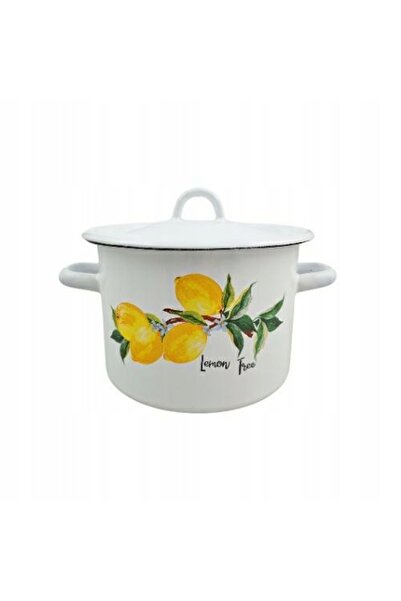 NO BRAND Oală emailată 20cm 4,5L cu capac Lemon