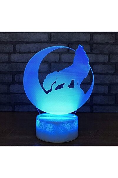 NO BRAND LAMPĂ 3D LED VÂIȚĂ PE LUNĂ CULOARE + PILOT USB