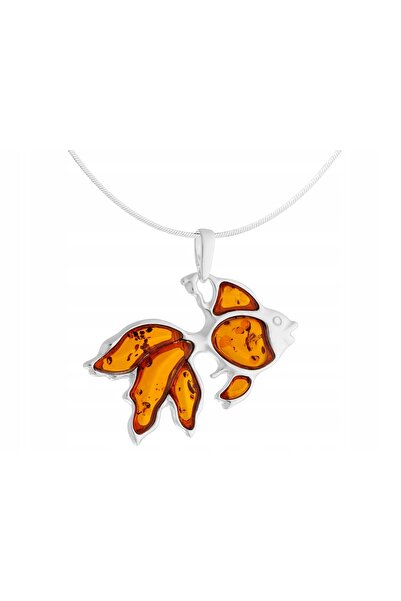 NO BRAND Colier mare cu pește argintiu și choker scurt cu pește auriu din chi...