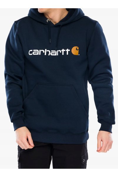 Carhartt Hanorac cu glugă Signature Logo Sweatshirt - nou, bleumarin, mărimea S