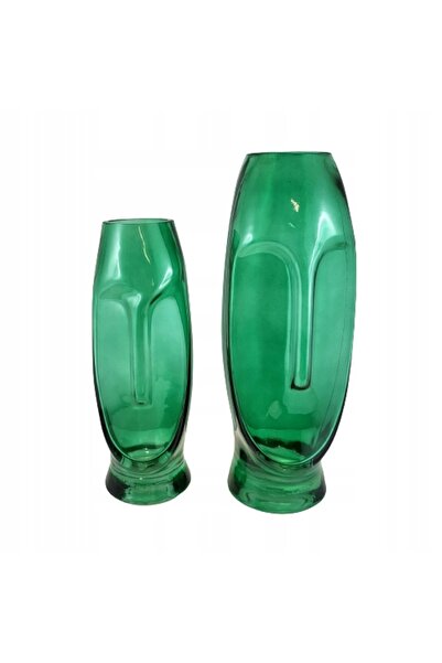 NO BRAND VAZĂ ÎN FORMĂ DE FAȚĂ, VERDE, DIN STICLĂ, 25 CM