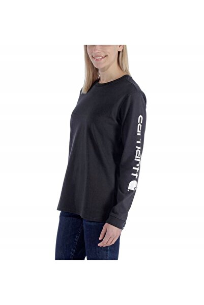 Carhartt Bluză de lucru cu logo, cu mânecă lungă, de damă - negru L