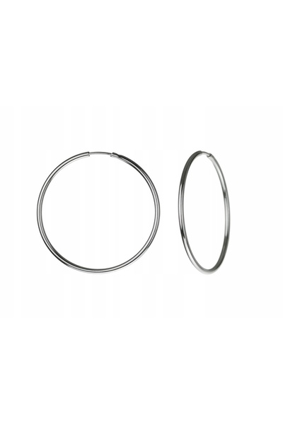 NO BRAND Cercei cerc din argint, mari, 4cm, grosime 40mm, grosime 1.8mm, argi...