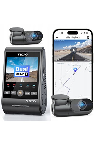 Viofo A229 Pro-G Wi-Fi GPS înregistrator video 4K + cameră spate QHD + cameră...