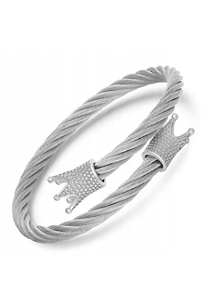 NO BRAND Brățară din oțel, tip bangle, cu motiv coroană.
