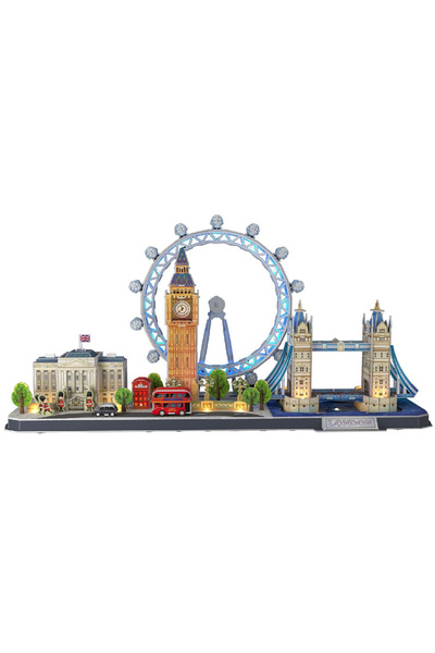 NO BRAND CUBIC FUN Puzzle 3D Lumini LED Linia Orașului Londra 186 piese L532h