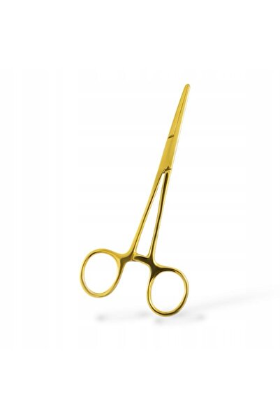 NO BRAND Pensă de perforare dreaptă, auriu, din oțel chirurgical, 14cm, 1 bucată