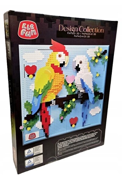 NO BRAND ELEFUN DESIGN COLLECTION Micro blocuri Papagali 3D 1456 el 653
