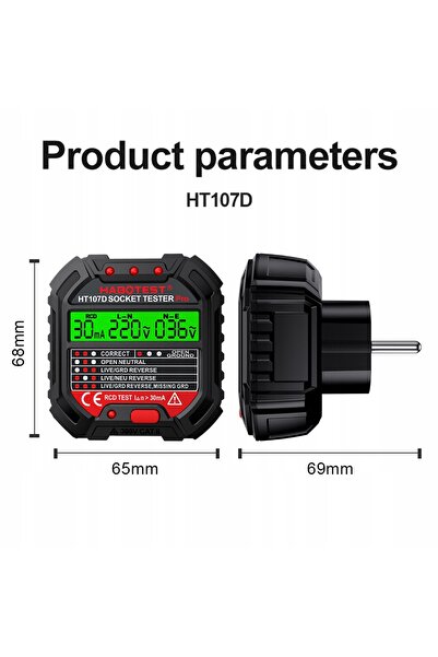 Habotest Tester de tensiune Priză electrică Contacte Tester RCD cu afișaj LCD