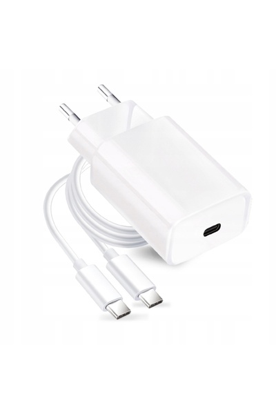 NO BRAND Forcell 25W PD QC 4.0 Încărcător rapid USB-C + Cablu USB-C la USB-C Alb