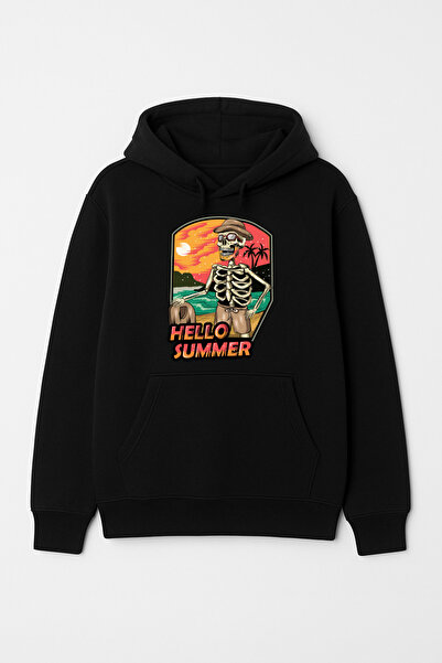 CALKARCOLLECTION Hello Summer Skeleton Unisex Hooded Sweatshirt (Hoodie)