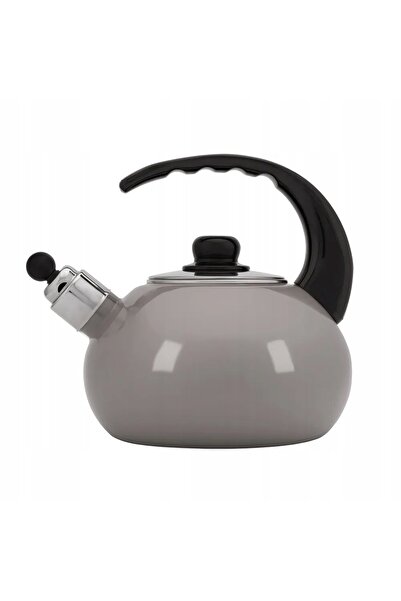 ALTOM DESIGN Ceainic emailat taupe de 2.5L, pentru inducție și gaz, cu fluier