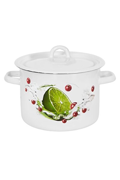 NO BRAND OALĂ EMAILATĂ CU CAPAC LEMON EMALIA 3L 18CM NET-POL