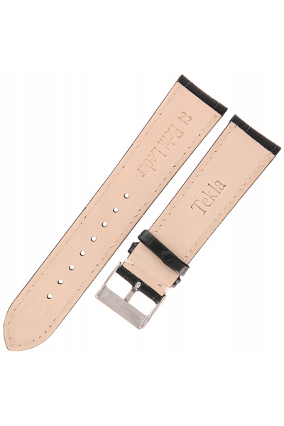 NO BRAND TEKLA K11 - 22mm - Crocodil - NEGRU - Curea de ceas din piele
