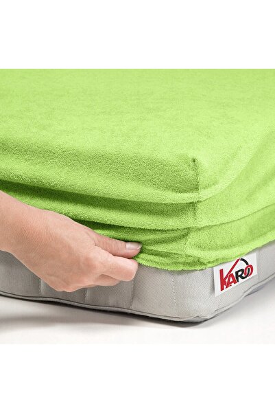 NO BRAND Cearșaf de pat din frotir cu elastic 90x200 verde lime 058 grosime 2...