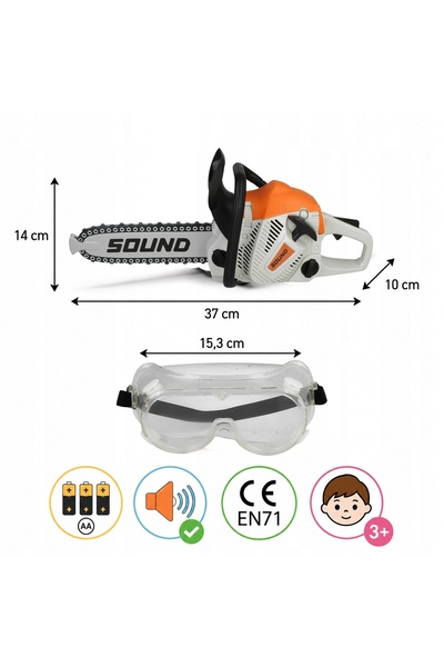 Stator Drujbă mecanică mare de 37 cm, alimentată cu baterii, pentru copii + o...