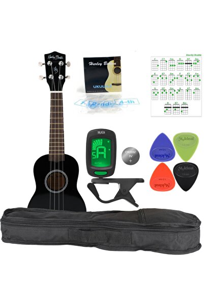 NO BRAND Ukulele Soprano, Husă Neagră, Corzi, Pene, Acordor, Kit de Acorduri